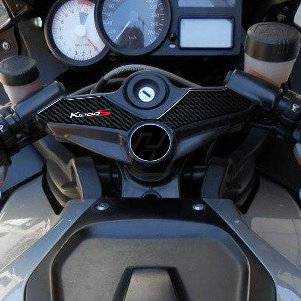 Funda protectora de Canesú de Triple abrazadera superior de aspecto de carbono 3D para BMW K1200S 2004-2008