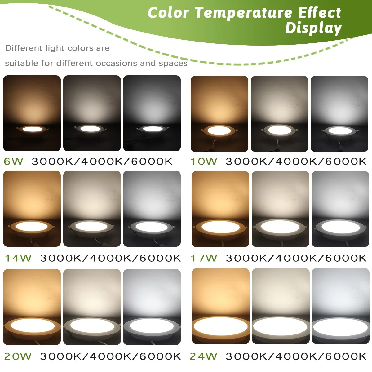 10PCS Led Downlight Three Color Warm Light Cold Lighting 6W-24W Recessed Ceiling Lamp Led Spotlight for Living Room Bathroom