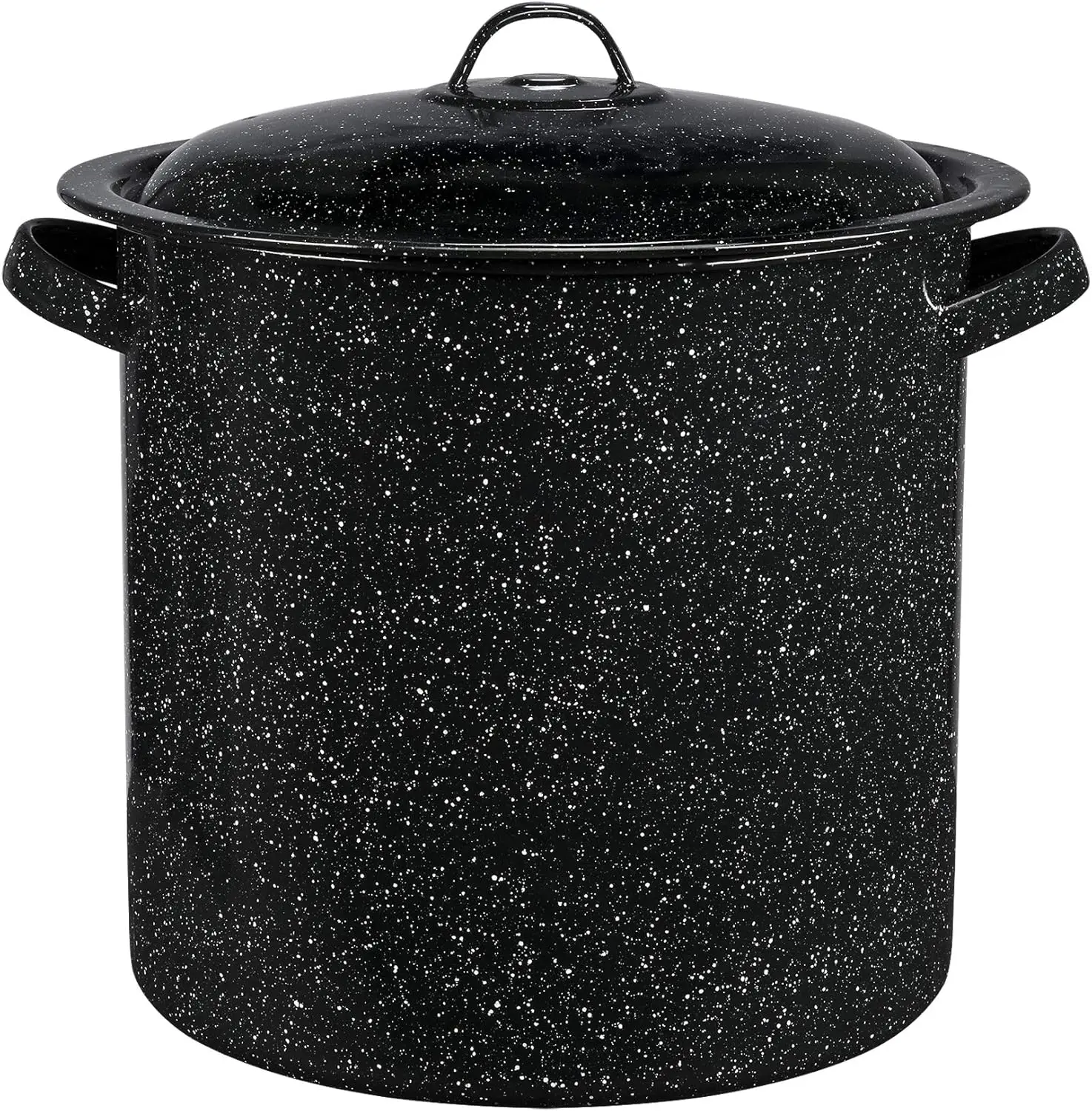

Large 15.5-Quart Stockpot for Soups and Stews, Durable Non-Stick Surface with Even Heat Distribution, Speckled Black