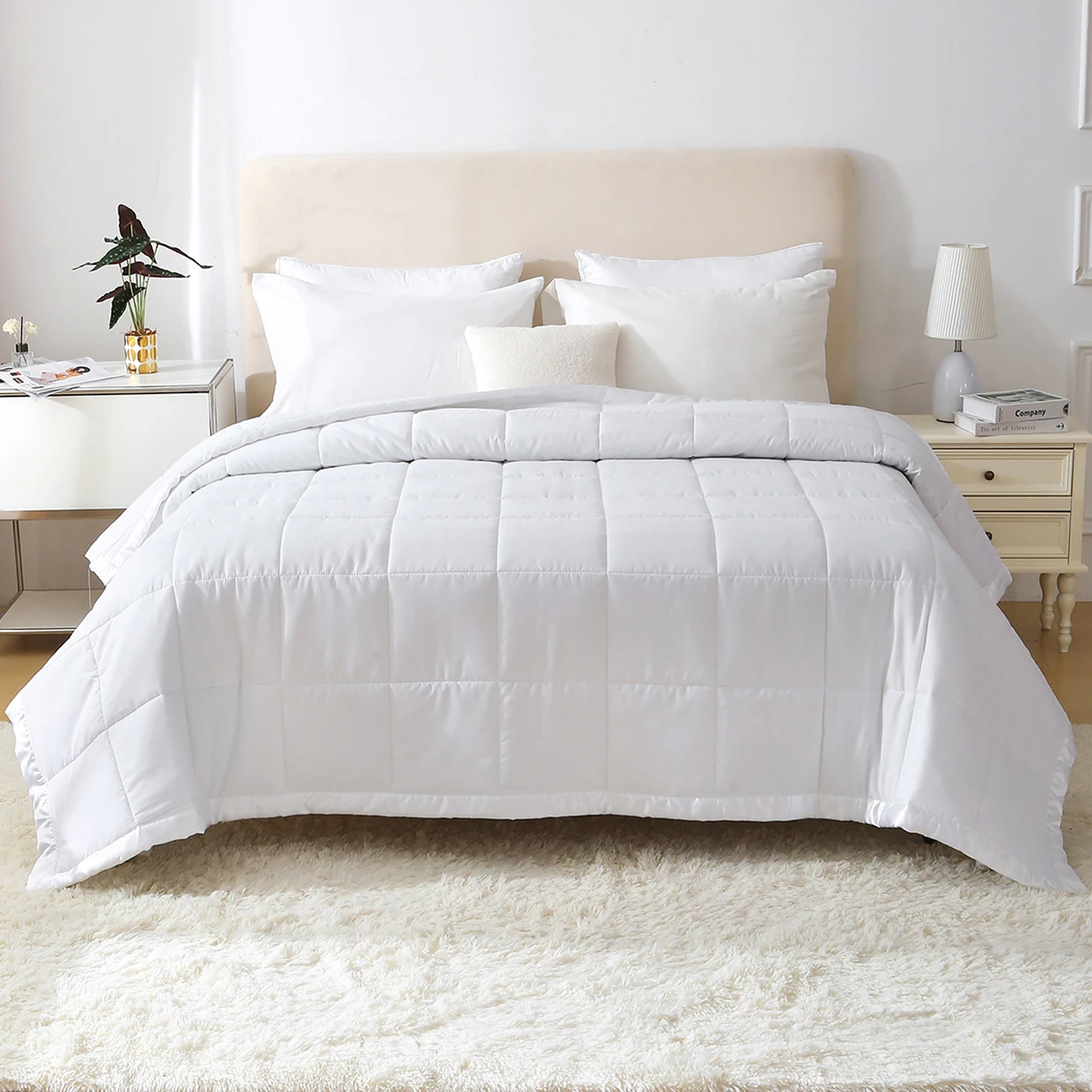 Edredón alternativo de plumón blanco, edredón acolchado para todas las estaciones, edredón doble, manta de cama refrescante de verano, tamaño King y Queen