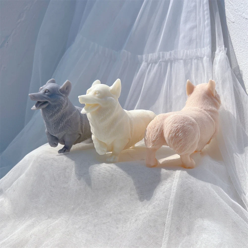 Welsh Corgi Pembroke Dog Candle Mold Animal Pet Puppy Soy Wax Silicone Mould Figurine Dog Lover Home Decor