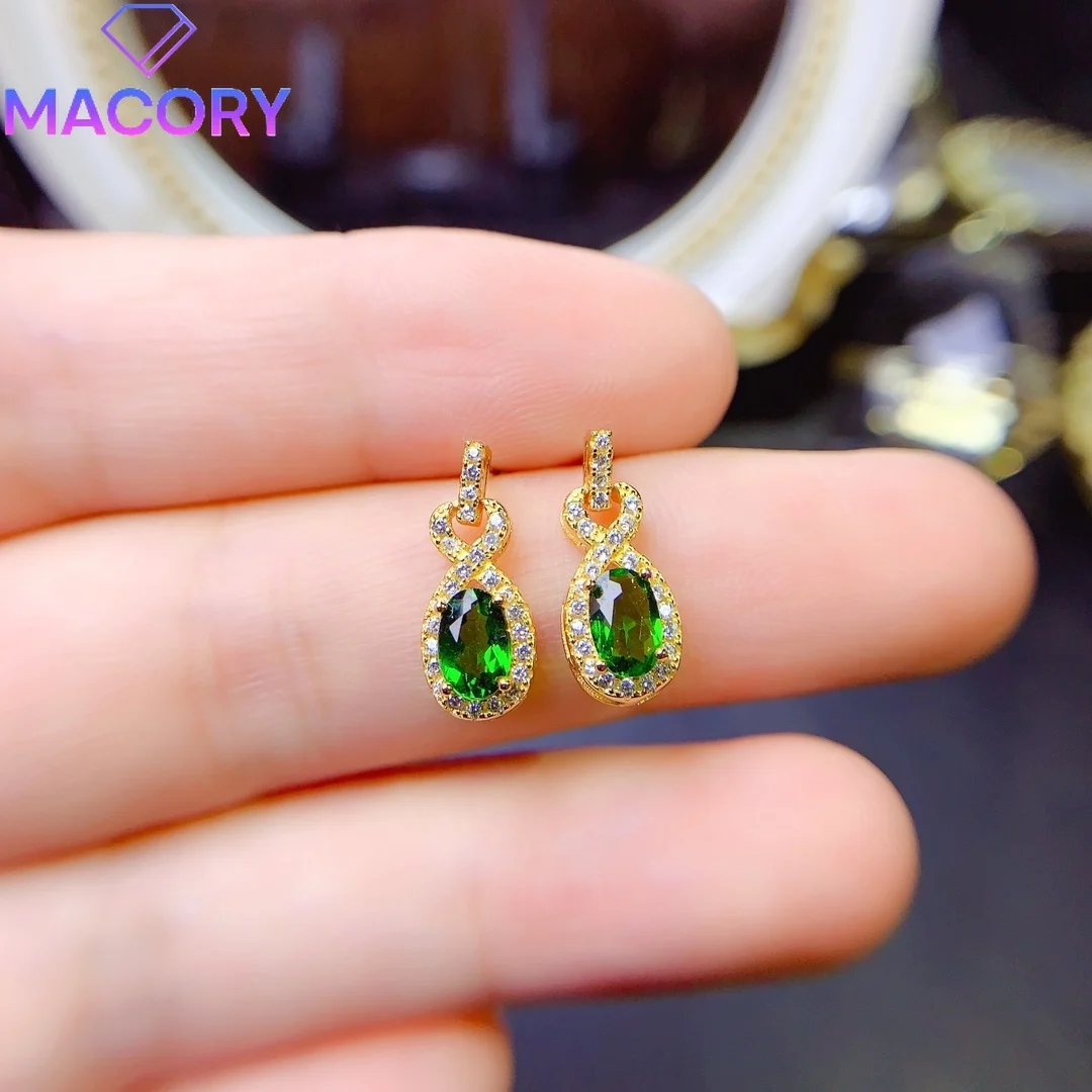 

Silver 925 female diopside earrings free shipping luxury female jewelry gemstone 2024 fashion female Valentine's Day gemstone