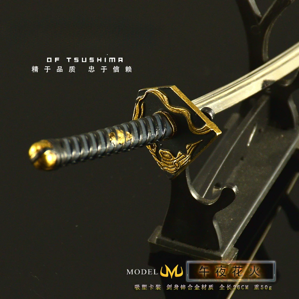 كاماكورا فترة منتصف الليل زهرة سيف ساموراي 26 سنتيمتر جميع المعادن الزخرفية العنصر الدعامة الصبي هدية جمع لعبة السيف تأثيري الدعامة #3