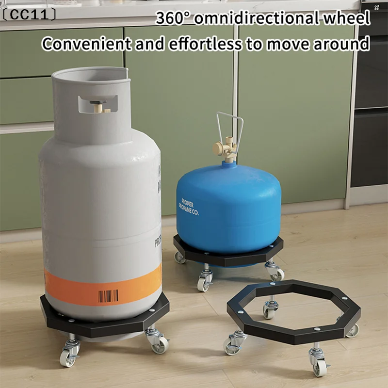 Portable Stainless Steel Gas Cylinder Storage Rack With Casters Kitchen Tray Support Rack〔CC11〕