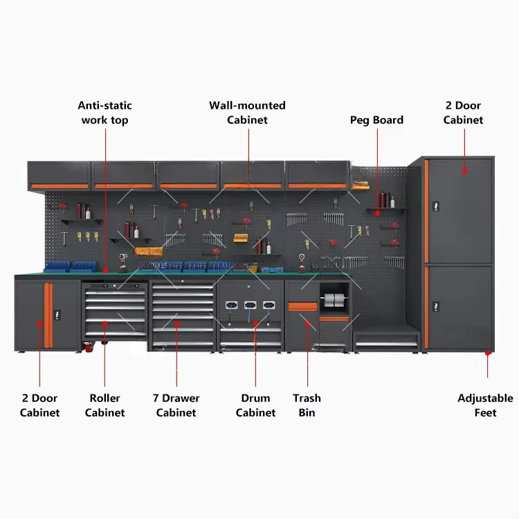 Industrial Drawer Chest Rolling Heavy Duty Steel Metal Storage Box Roller Garage Workstation Modular Workbench Tool Cabinet