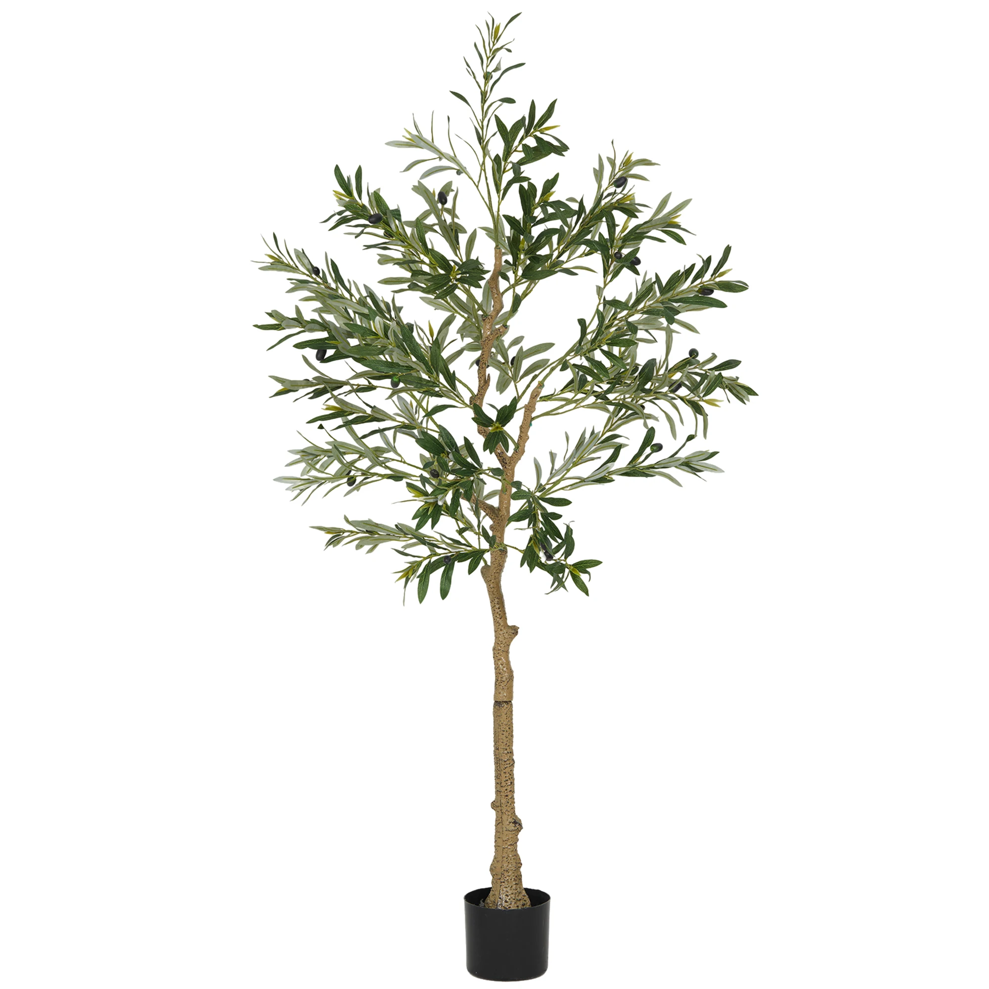 HOMCOM Olivo Artificial 150 cm Planta Artificial con Maceta y Hojas Decorativas para Interior Verde