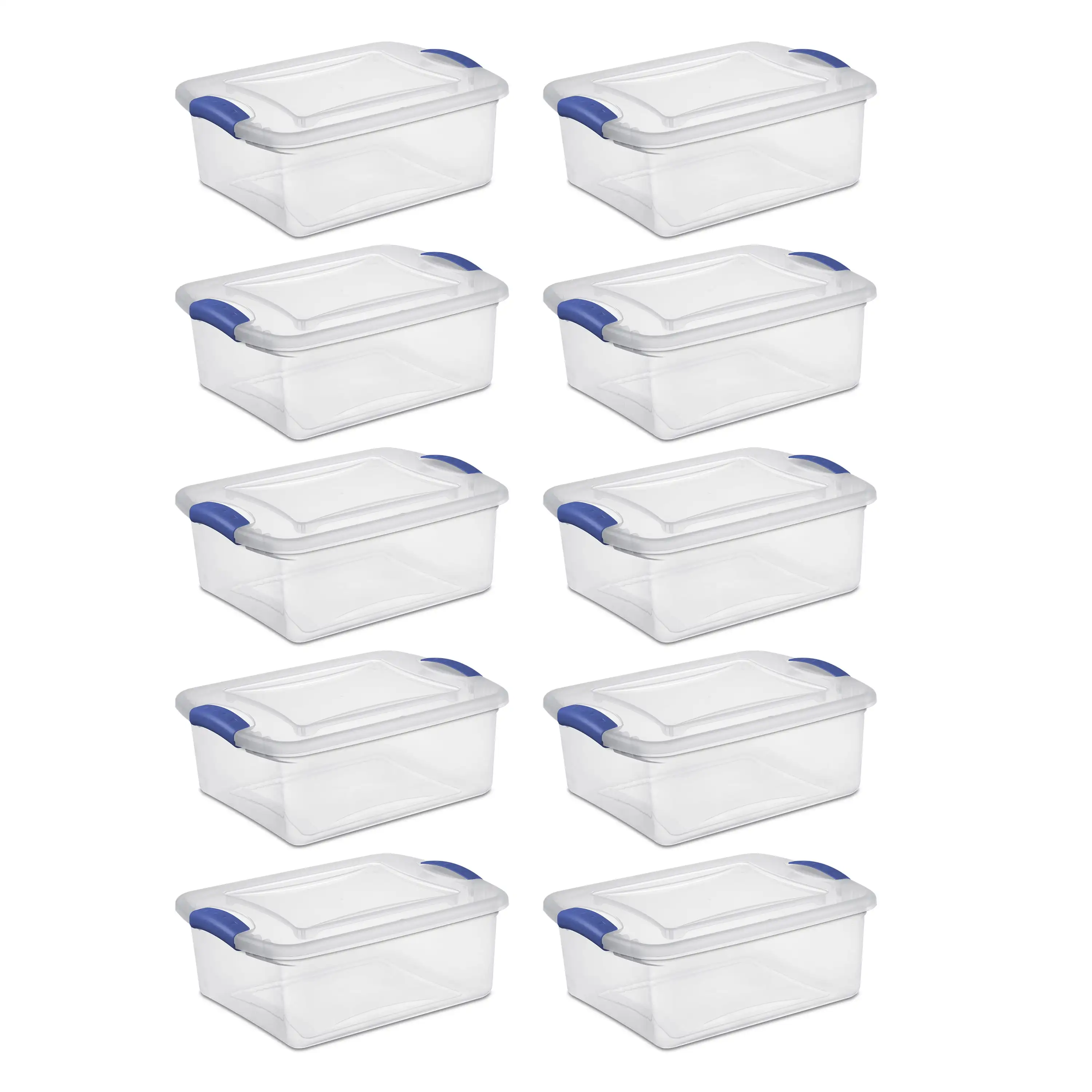 

NEW 15 Qt Latch Box Clear Base and Lid Blue Set of 10 Storage Box