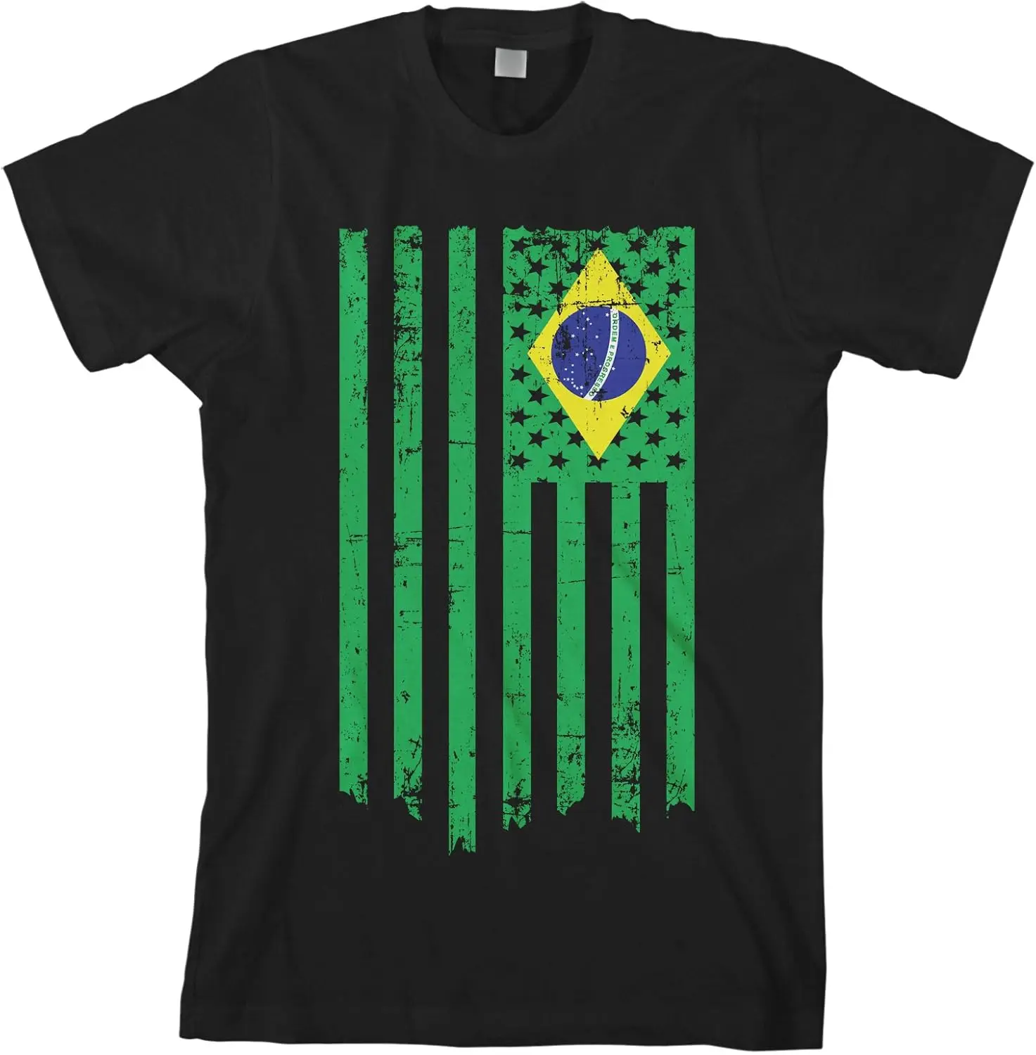 Threadrock Men's Brazil American Flag T-Shirt