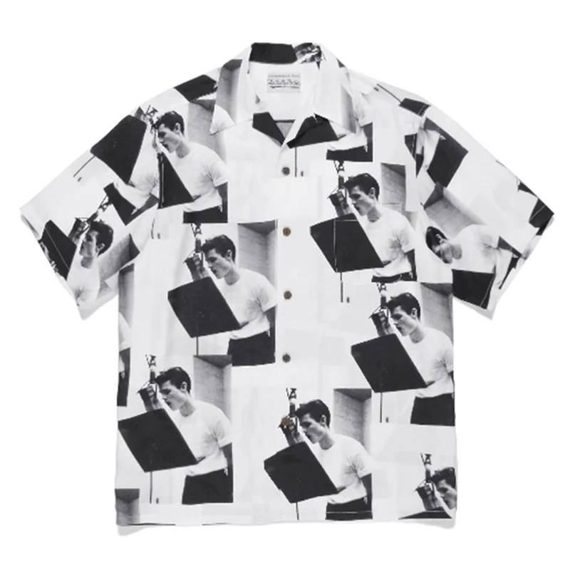 WACKO MARIA-Camisa Havaiana de Manga Curta para Homens e Mulheres, Impressão Multicolor, Pescoço Cubano, Alta Qualidade, Verão, 23ss, 1:1