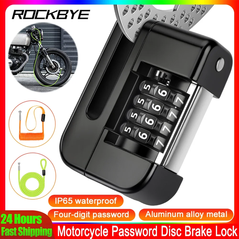 

Rockbye Motorcycle Disc Lock IP65 Waterproof Motorcycle Scooter Bike Password Anti-Theft Lock Motorcycle Security Accessorie