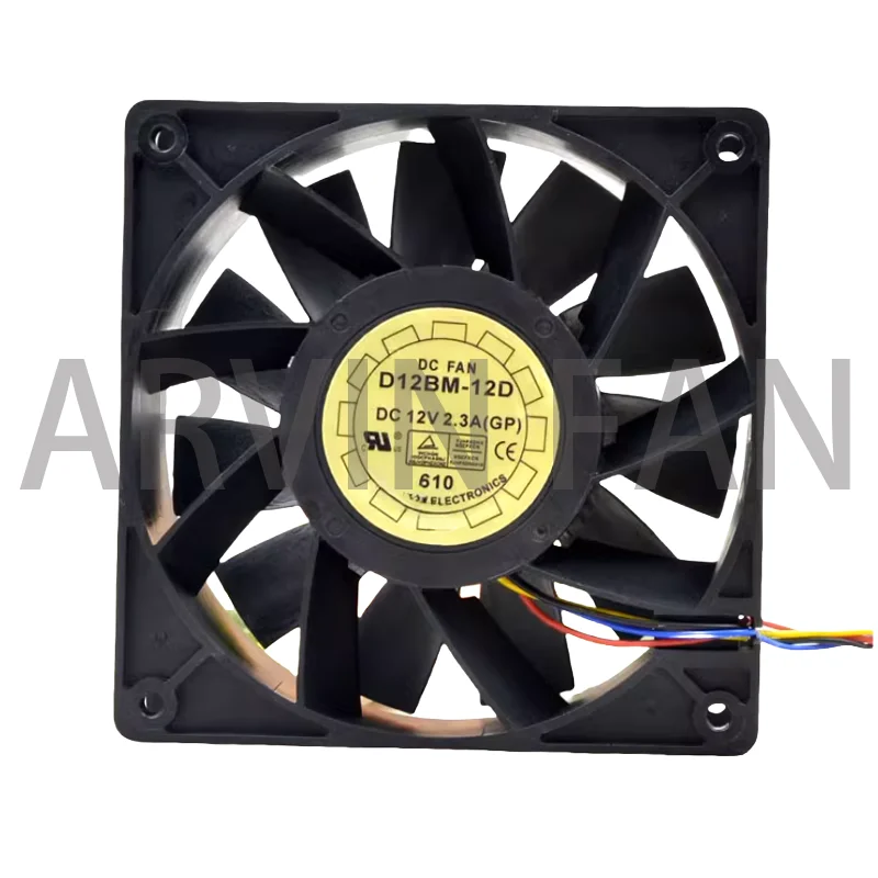 

D12BM-12D 12038 12 В 4-контактный охлаждающий вентилятор с контролем температуры PQM Вентилятор с максимальной скоростью воздушного потока 12 см 2,3 А