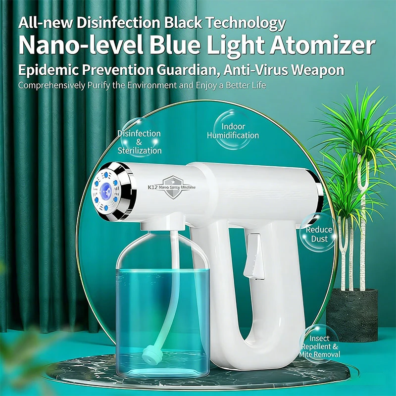 

Новый USB-перезаряжаемый беспроводной паровой распылитель для ухода за волосами с синим светом и нанотехнологиями, 300 мл