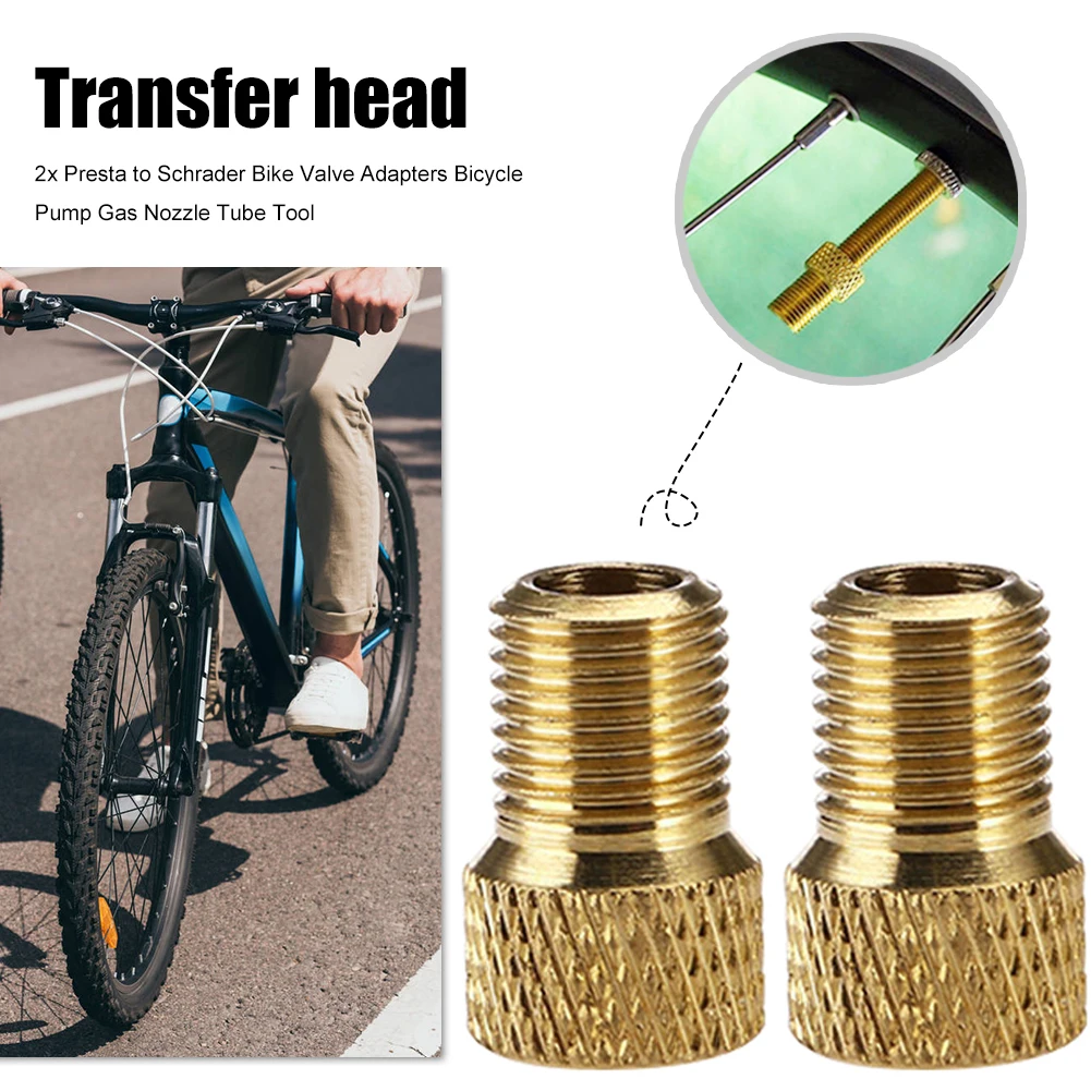 2pcs Adapter for Valve Mountain Bike Motorbike Cycling Inflated Lends To Schrader Small Golden Big Wheel Bike Accessories