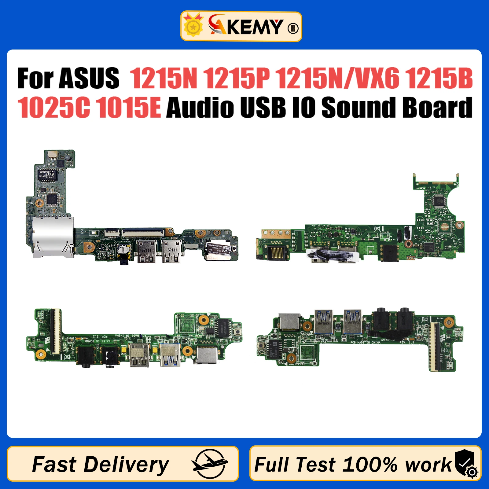 

For ASUS 1215N 1215P 1215N/VX6 1215B 1025C 1015E 1225B 1225C Laptop Audio USB IO Sound Board board 100% Tested Fast Ship