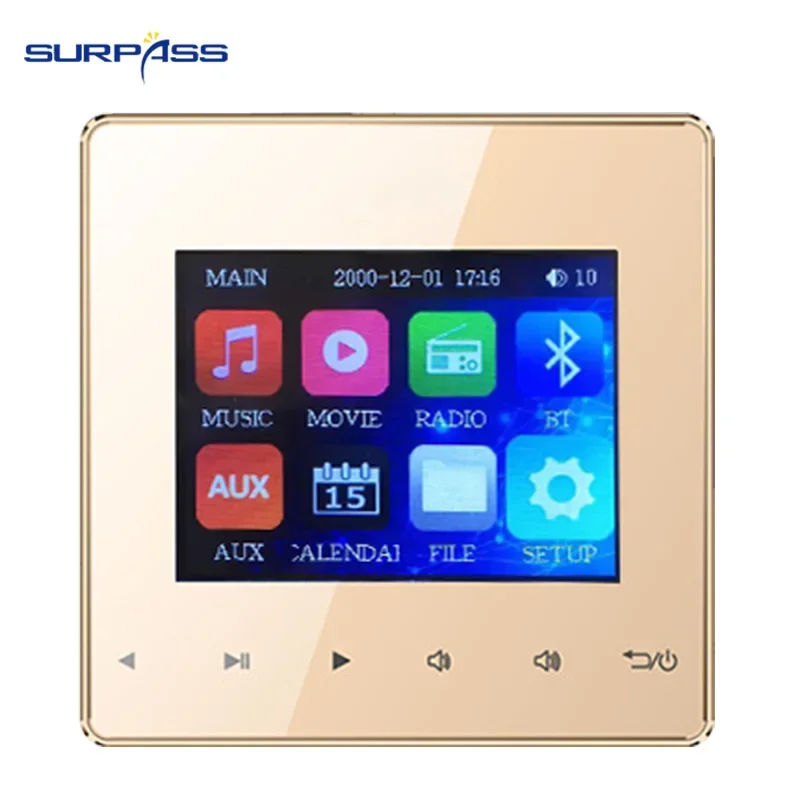 Mini wzmacniacz ścienny Bluetooth Domowy system audio Klucz dotykowy Odtwarzacz audio Tło Tablet muzyczny Idealny do apartamentu hotelowego