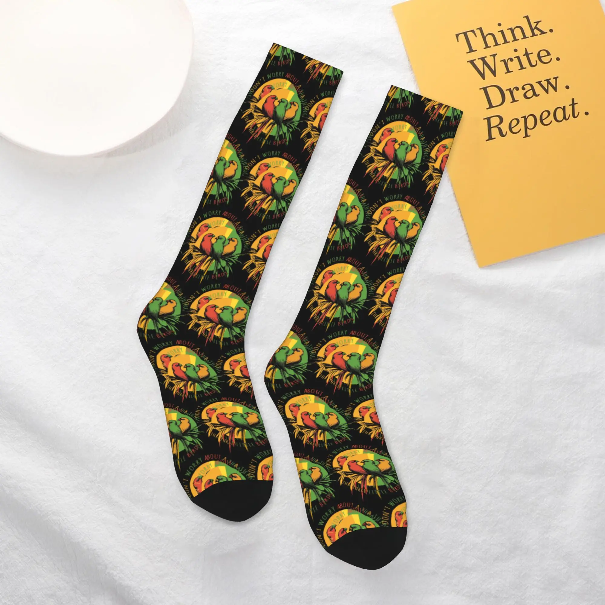 Kawaii Three Little Birds Reggae Socks Harajuku Stockings All Season Long Socks Accessories for Unisex Gifts