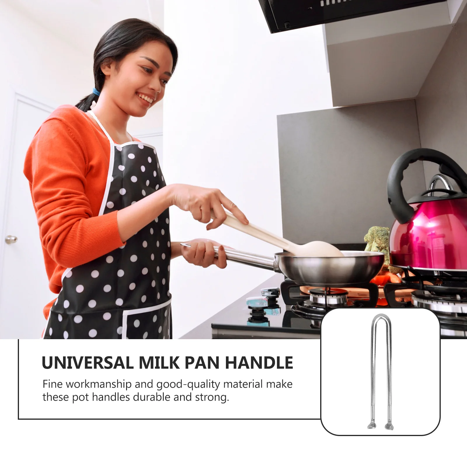 

4Pcs Pot Handles Silver Stainless Steel Milk Pan Handles Heat Resistant Anti-Scald Comfortable Grip Long Universal