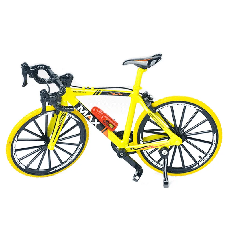 NUOBESTY Modèle De Vélo De Course En Alliage – Mini Simulation 1:10, Pédales Mobiles – Déco Ou Jouet Doigt – Jaune