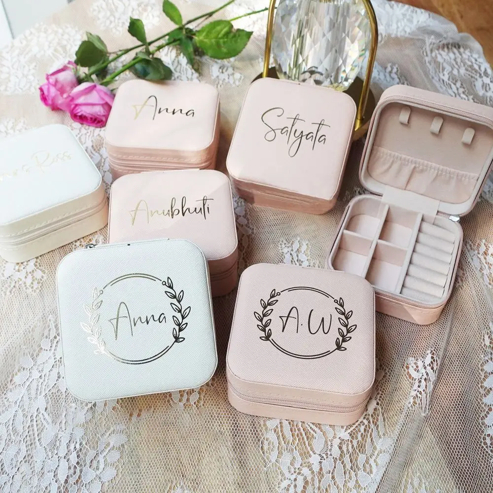 Personalized Jewelry Boxes Bridesmaid Travel Accessories Case Bridal Shower Thank You Gift Ideas Party Favors