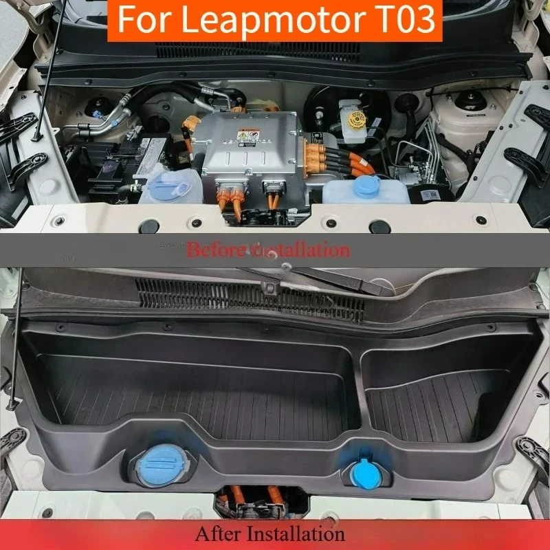 

Car Front Cabin Organizador for Leapmotor T03 2023 2024 2025 High Quality Waterproof Storage Box ABS Front Spare Box Accessori