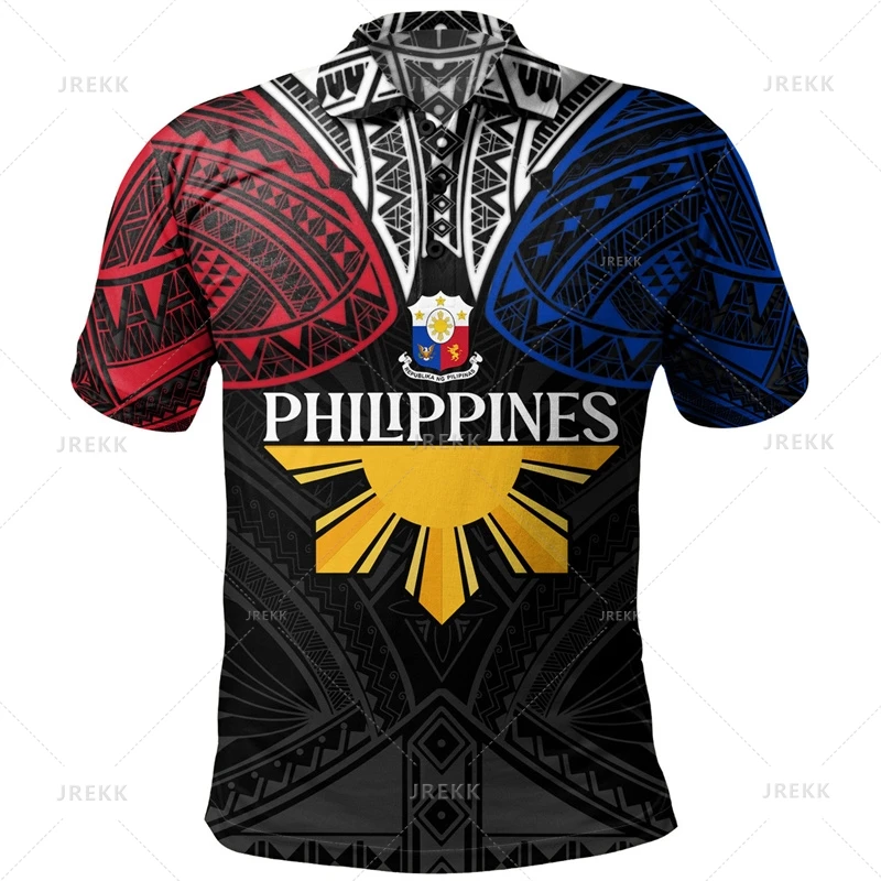 Harajuku 3D-Druck Philippinen ethnische polynesische Muster Polos hirt Filipino Wappen Grafik Polo T-Shirt für Männer Kleidung