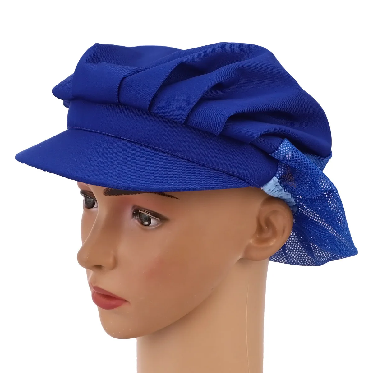 Chapéu de chef de malha respirável boné de trabalho protetor para homens mulheres azul confortável durável lavável absorvente de suor