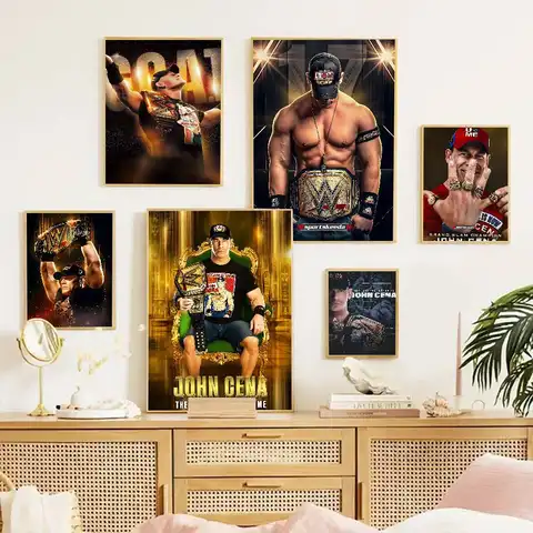 WWE Professional Wrestler John Cena DIY Sticky Poster Whitepaper Prints Posters Artwork Vintage Decorative Painting