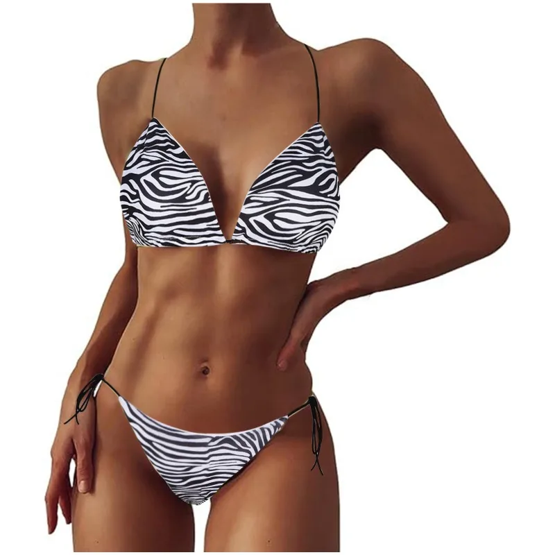 Leopard Bikinis Sets Womens Hanging Neck Tie Sexy Swimsuit Female Swimwears Swimming Suit Hot Summer Women's Swim Trunks 2024