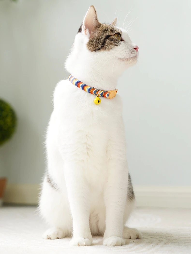 1Pc Colorful Cute Bell Collar Adjustable Buckle Cat Collar Pet Supplies Footprint Personalized Kitten Collar Small Dog Accessory