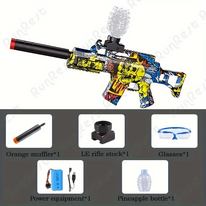 젤 볼 블래스터 -7.4V 전기 블래스터 건 고속 스플래터 볼 장난감 소총, 오래 지속되는 충전식 배터리 수명 - 야외