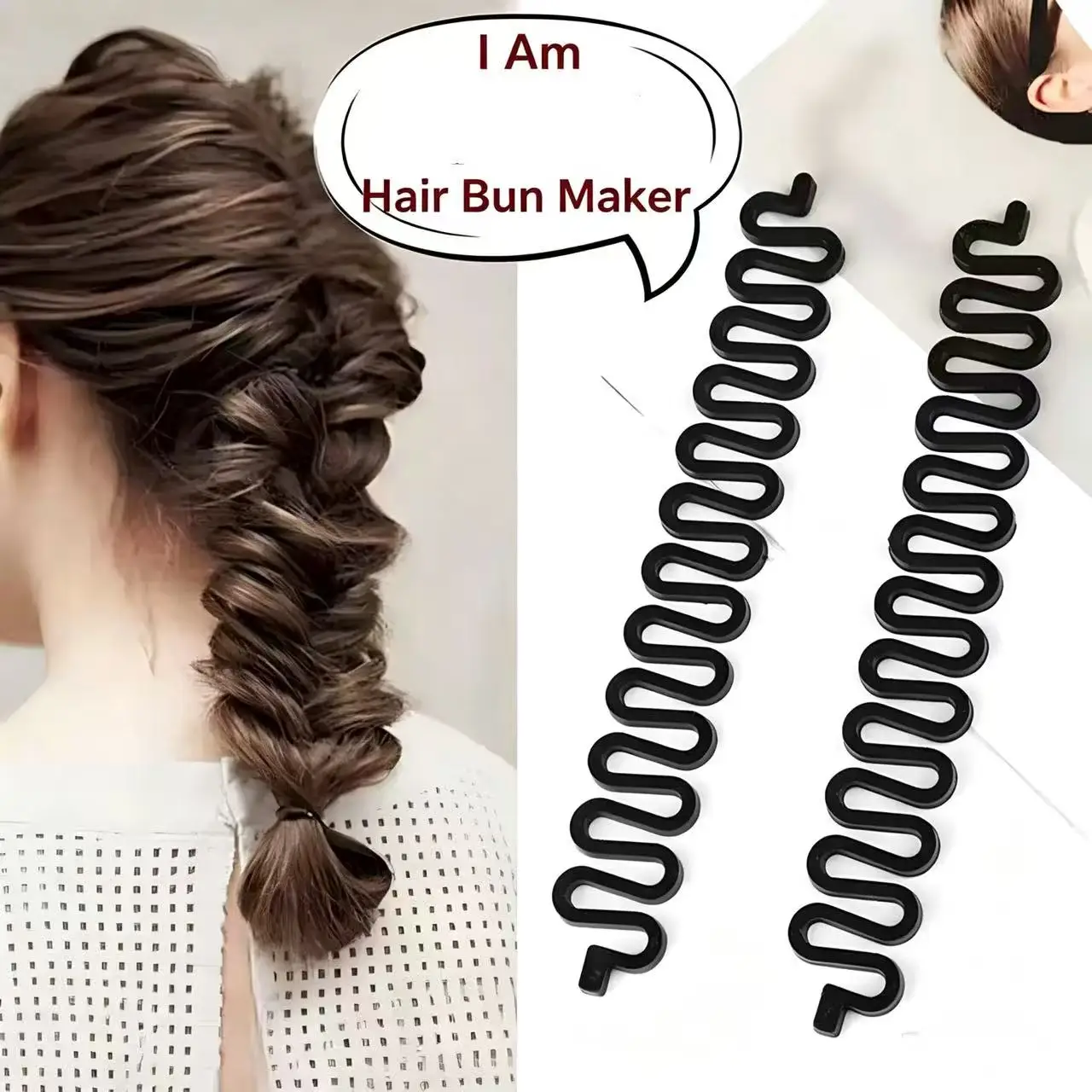 2Pcs Plastic Hair Bun Maker French Twist Hair Styling Tool Easy DIY Braiding Hair Accessory for Women Quick Hairstyle Braid Form