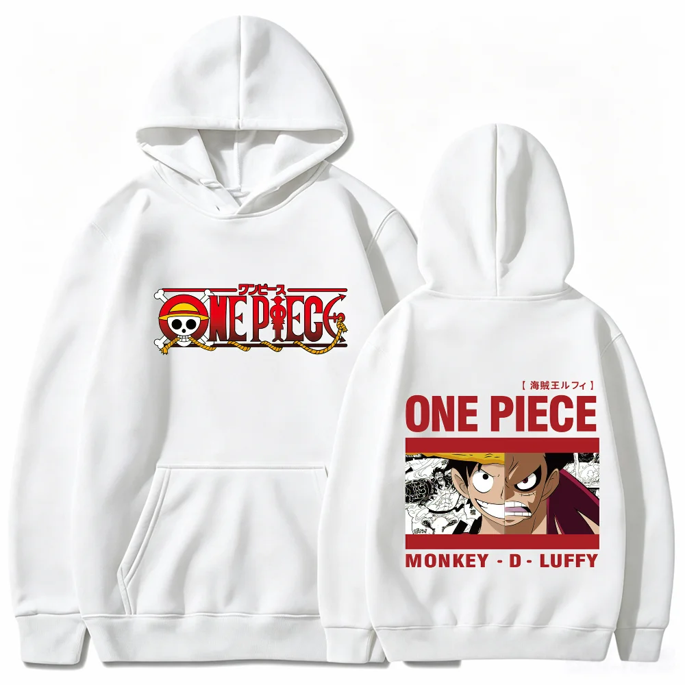 Bandai One Piece Men's Hoodie Luffy Anime Design High Quality Warm Autumn Winter Anime Hoodie Hip Hop Style Men's Sweatshirt