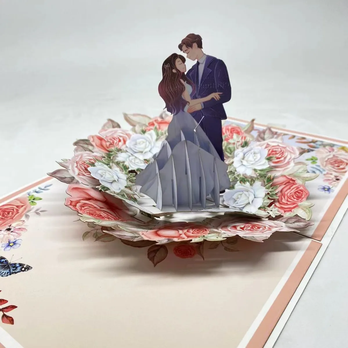 

2026 New Valentine's Day Romantic Wedding Gift for Boyfriend or Girlfriend 3D Couple Greeting Card with Envelope