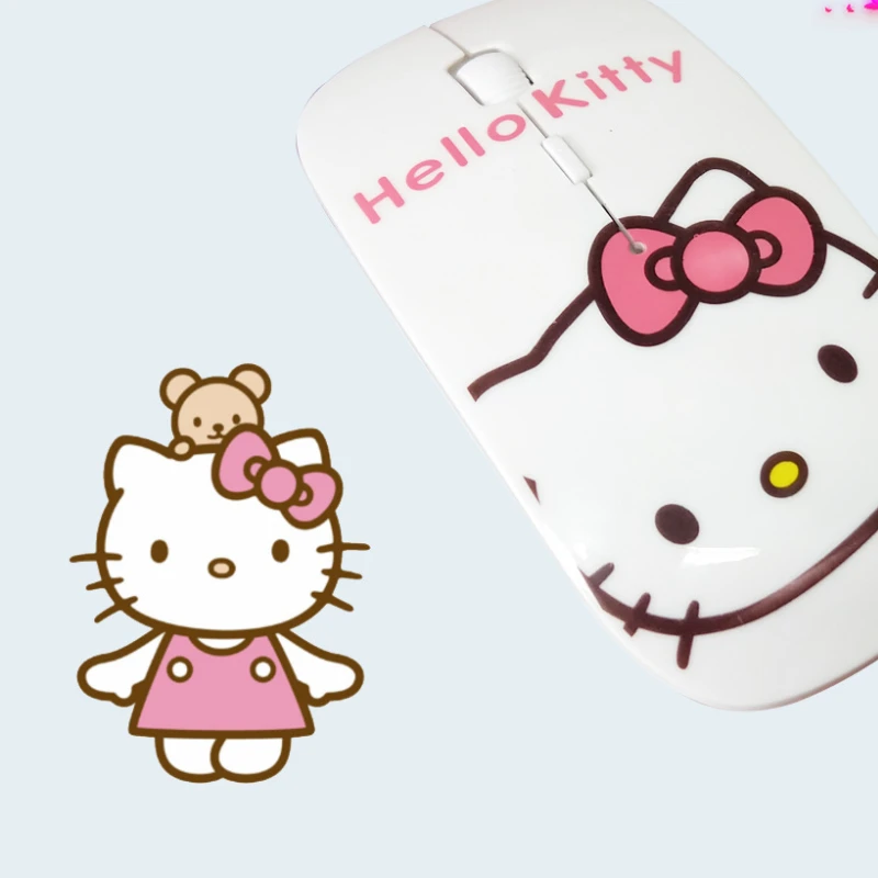 Hello Kitty mysz Mini bezprzewodowa Bluetooth USB cicha kreskówka Anima akcesoria do laptopów akumulator Lenovo Asus HP uniwersalny