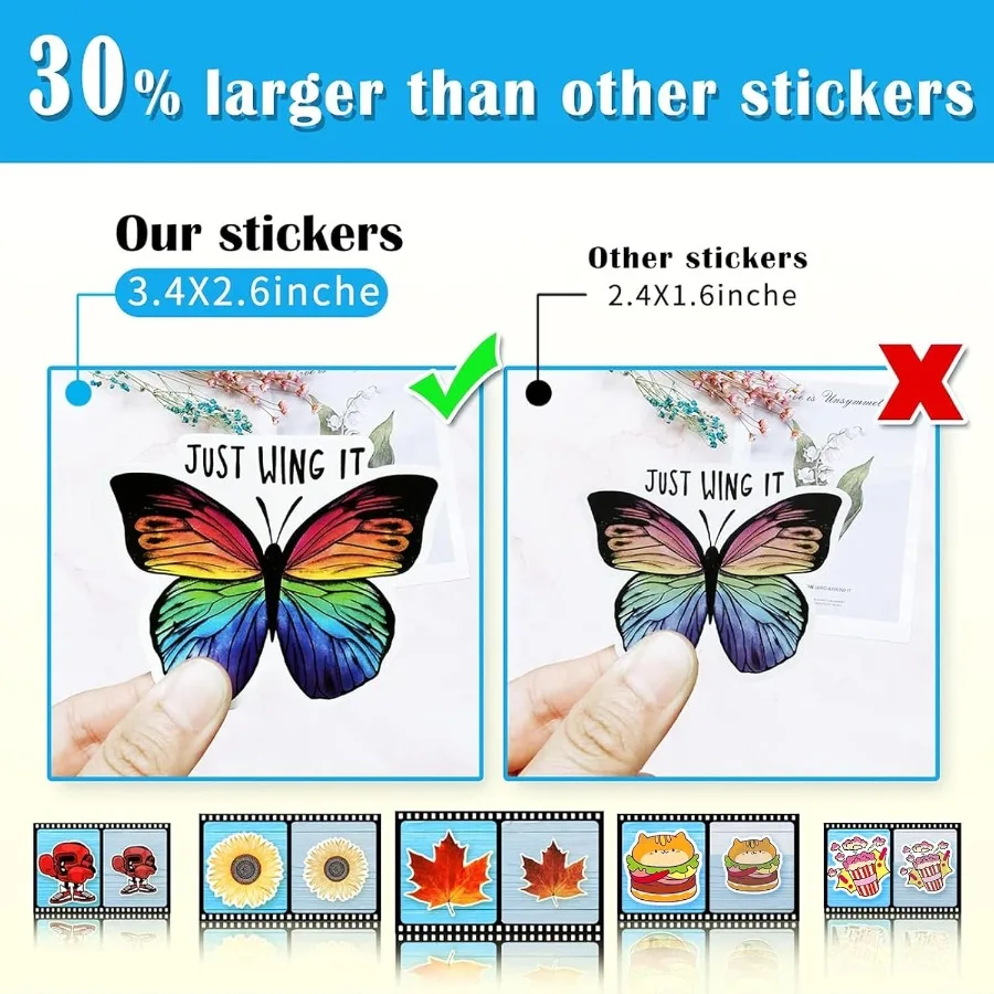 Paquete de 300 pegatinas de vinilo impermeables VSCO coloridas con diversos tamaños, paquete de 50850 Uds para adolescentes y niñas, Ideal para ordenador portátil Water Bo