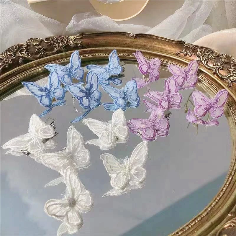 1Pc Butterfly Hair Clip Lace Hair Bows Embroidery Butterfly Hair Pins Hair Accessories for Women Girls Teens Headwear Ornaments