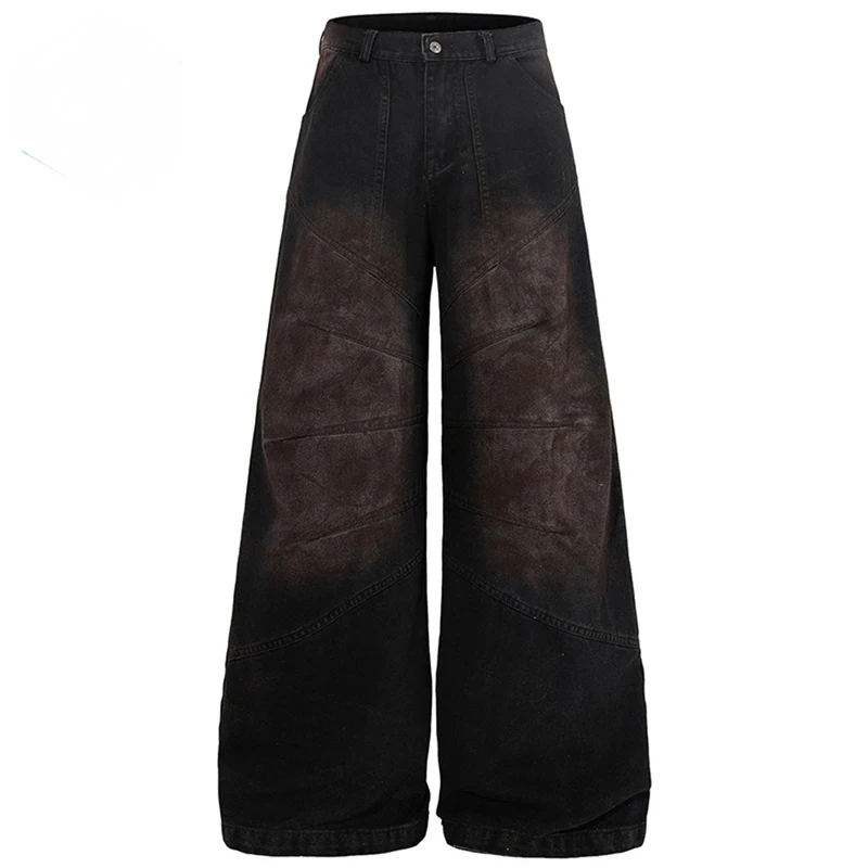 

Men Vintage Y2K Jeans Black Baggy Jeans Loose Wide Leg Denim Pants Streetwear Hip Hop Jeans Trousers