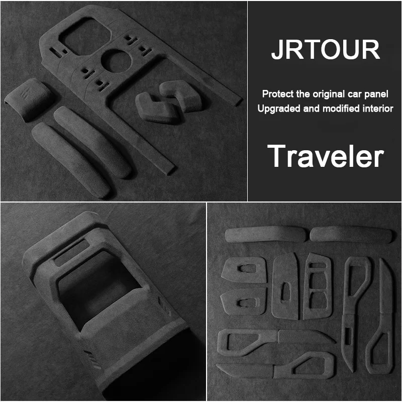 

For Jetour Traveler T2 2023 2024 2025 Alcantara Overlays Layer On The Central Armrest Trim Car Door Handrail Strip Rear Air Outl