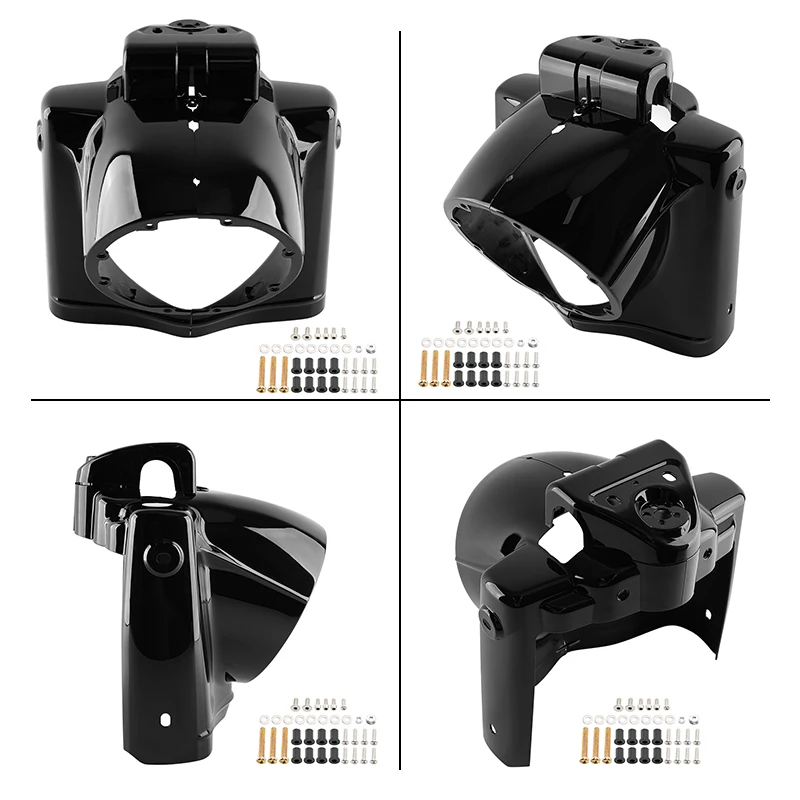 

Black Motorcycle 7" Front Headlight Nacelle Cover ABS For Harley Touring Road King FLHR 2014-2025 Chrome Headlamp Housing Case
