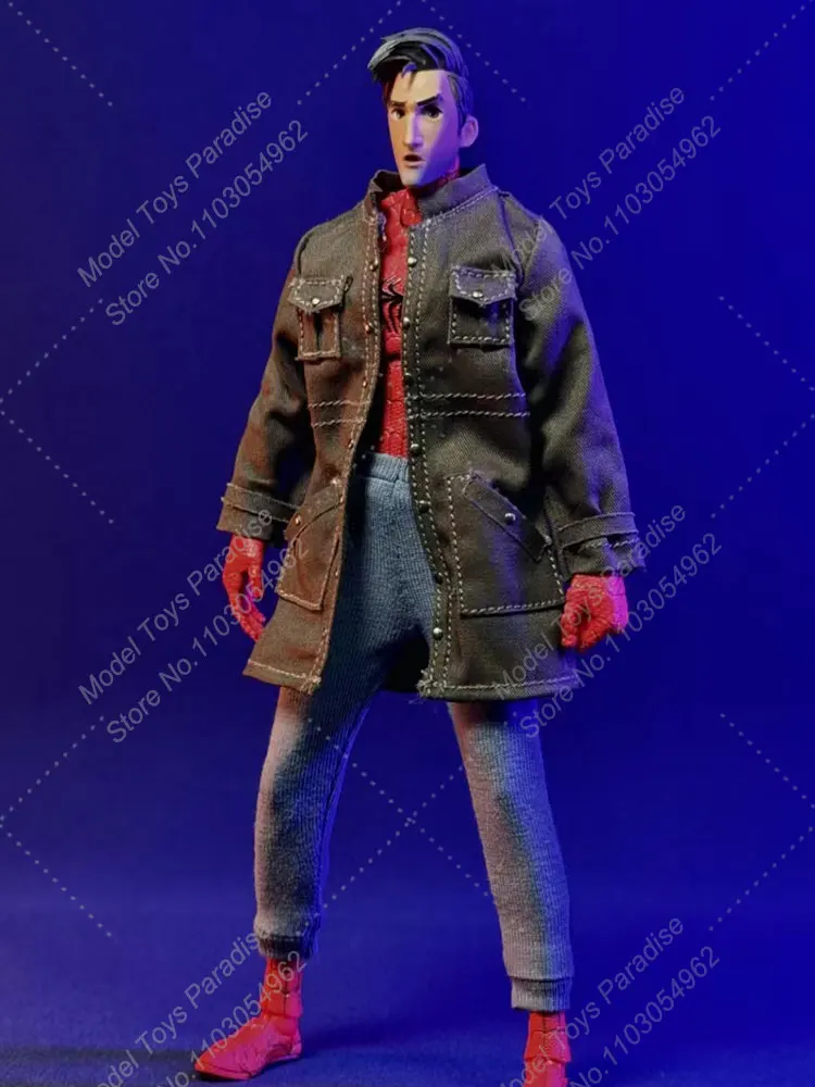 1/12 Men Soldier Spider-Man Clothes Peter Parker Army Green long Coat Casual Sports Pants For 6'' Action Figure Body