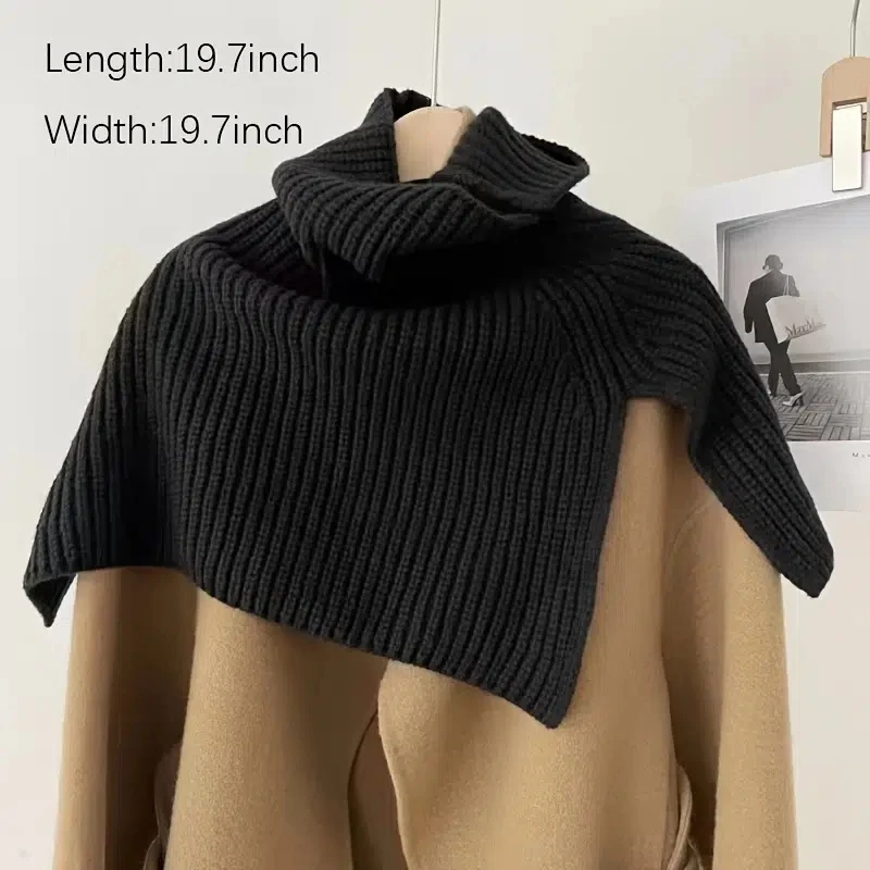 Solid Color Women Knitted Scarf Fashion Pullover Shawl Scarf Sweater Woolen Scarves Ladies Crochet Neck Shoulder Warmer