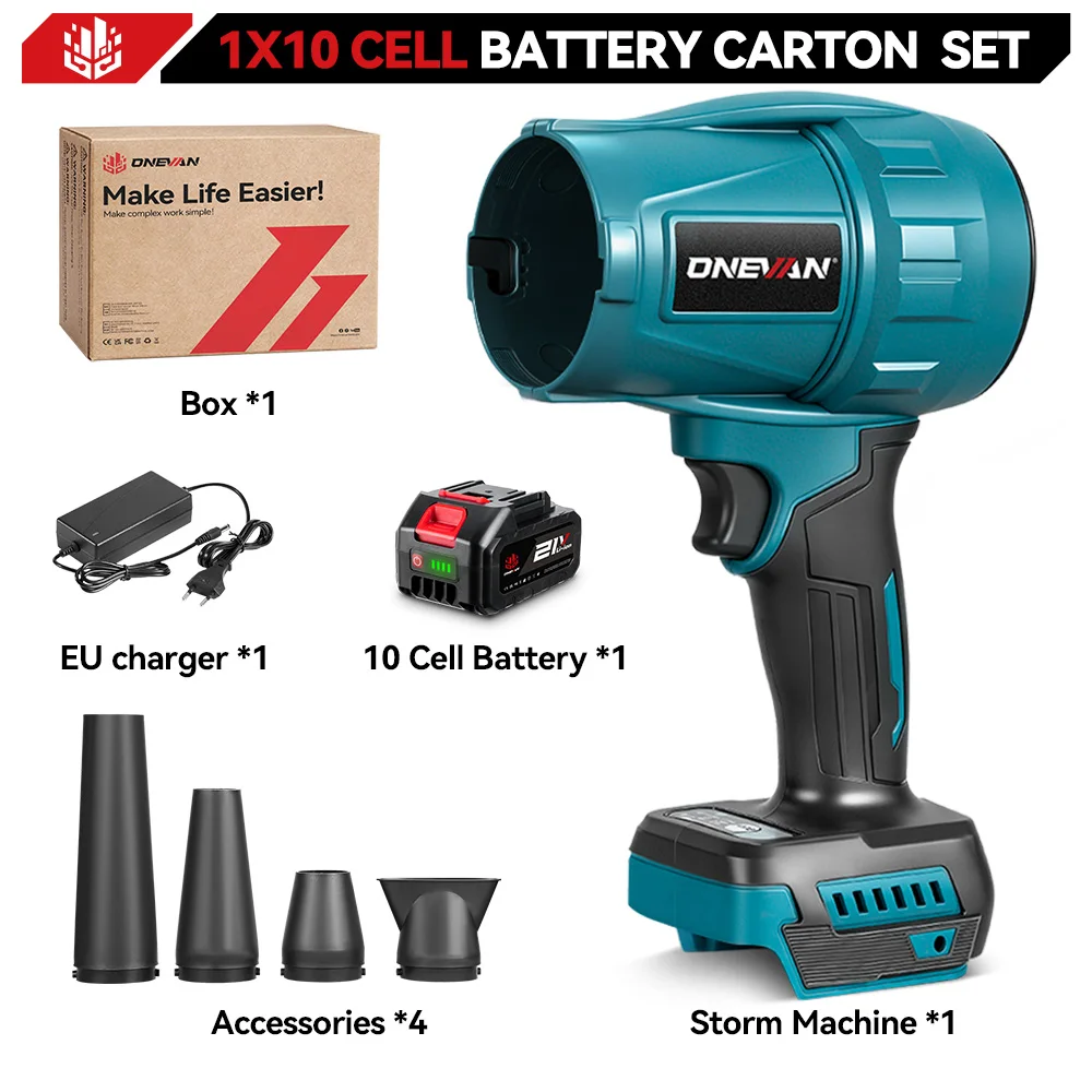 ONEVAN 3500 W Bürstenlosen Elektrischen Turbo Gebläse Jet Fan 300000 RPM Laubbläser Staub Blasen Power Tool Für Makita 18 V batterie Pin