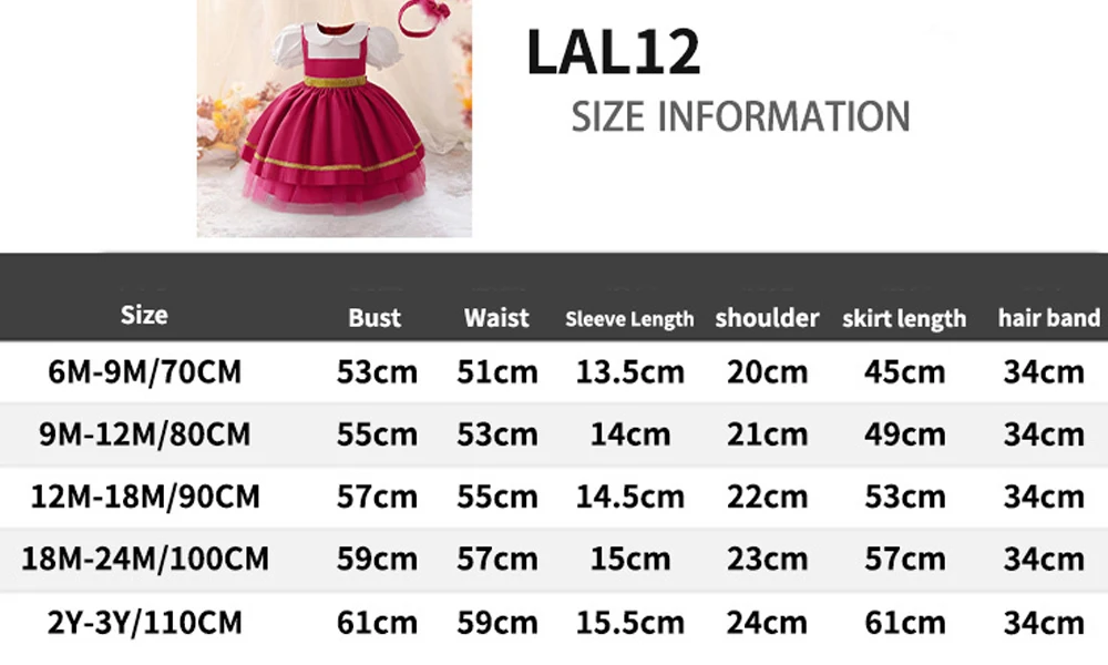 Ma Sha Bear Mädchen Partykleid 2-teilig Kleinkind Lolita 1. Geburtstag Hochzeit Prinzessin Ballkleid Karneval Halloween Kinderkleidung – Detail 1