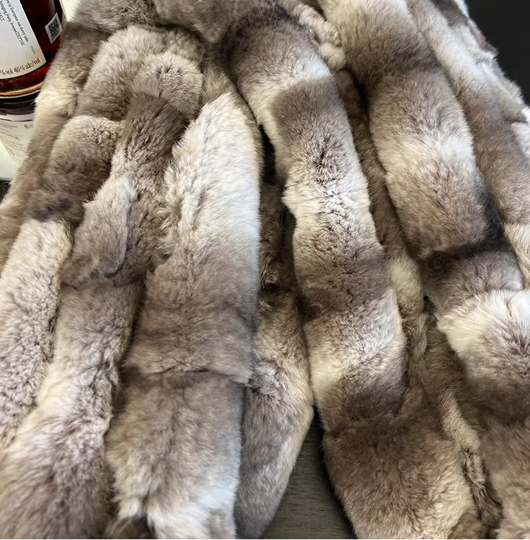 شتاء دافئ ريال ريكس الأرنب الفراء وشاح موضة سميكة رقيق عالية الجودة في الهواء الطلق السيدات طويلة حقيقية الفراء الخمار #6