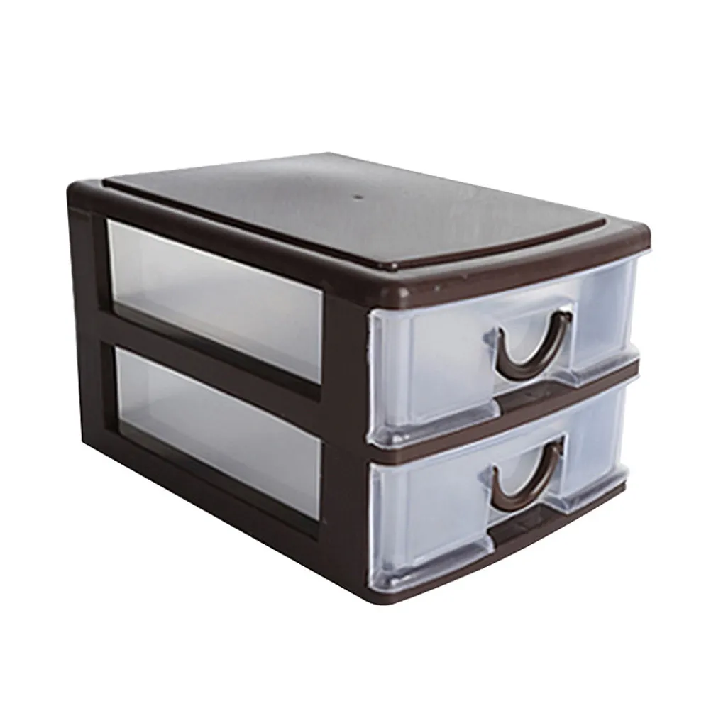 

2 Level Translucent Plastic Drawer Organizer Compact Desktop Storage Box for Jewelry Cosmetics Stationery Gadgets Portable Home