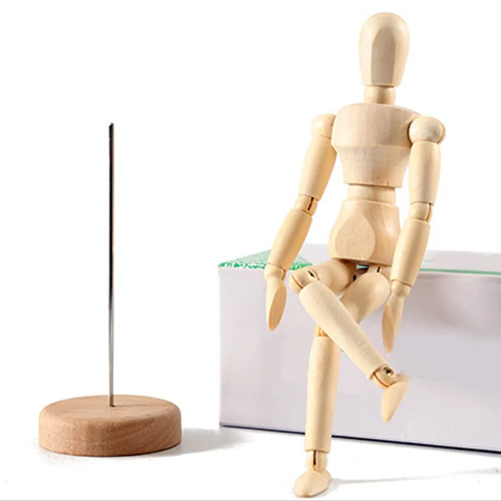 8×1.97in Wooden Mannequin Adjustable Posture Natural Wood Texture Comic Drawing Model Flexibly Posed Fully Articulated Joints