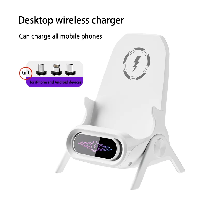 Desktop Wireless Charger Phone Holder Stand for iPhone 17-12 Pro Max Samsung Vivo Xiaomi Smart Fast Charging Station