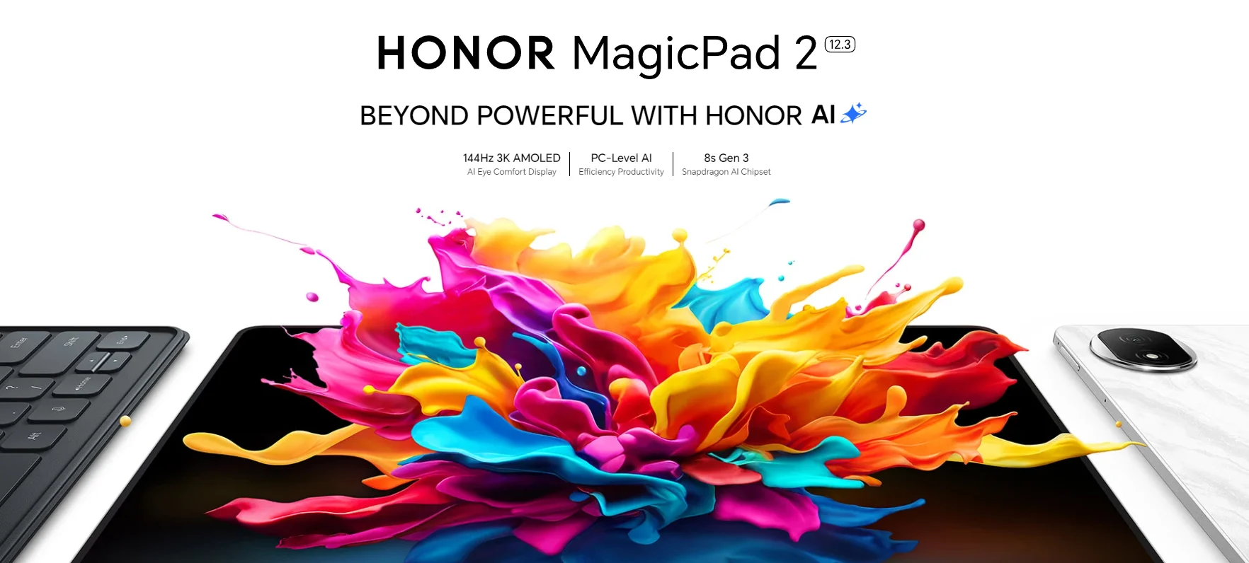 HONOR MagicPad 2,EU Version WiFi tablet,10050mAh Battery,12.3" 144Hz 3K AMOLED Screen,Snapdragon 8s Gen 3,13MP Rear Camera,PC-Level AI Efficiency Productivity,12GB+256GB,HONOR Android Tablet