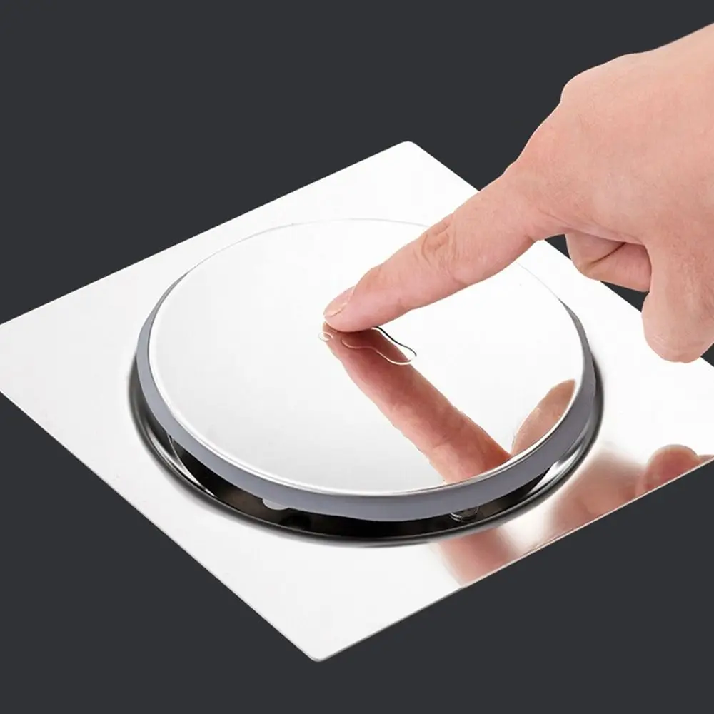 

Useful Stainless Steel Press-Type Floor Drain Pedal Type Square Shower Foot Floor Drain Pop Up Bounce Anti-odor Drain Filter