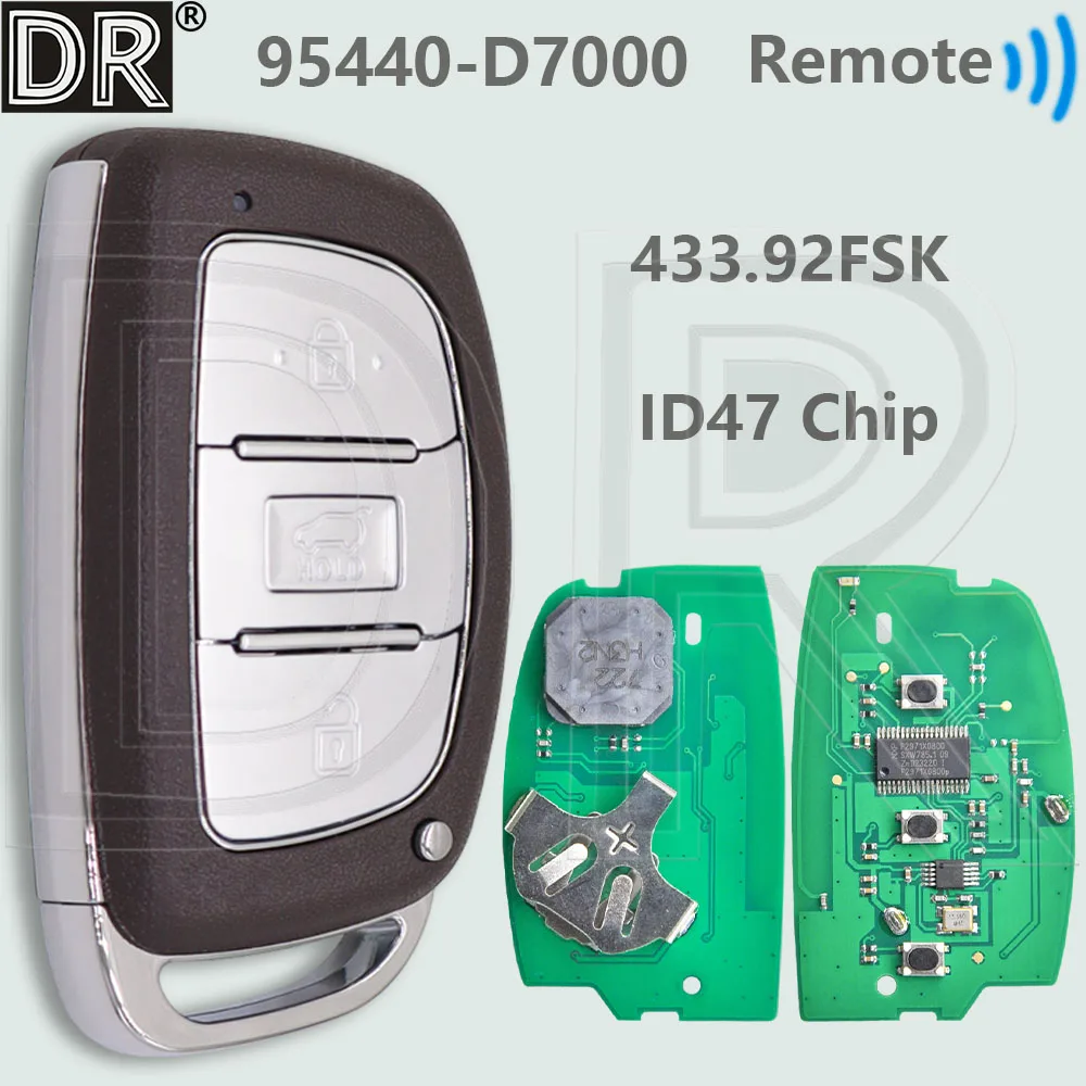 

DR TQ8-FOB-4F11 95440-D7000 ID47 NCF2951X Chip 433MHz Proximity Car Remote Key For Hyundai Tucson 2019